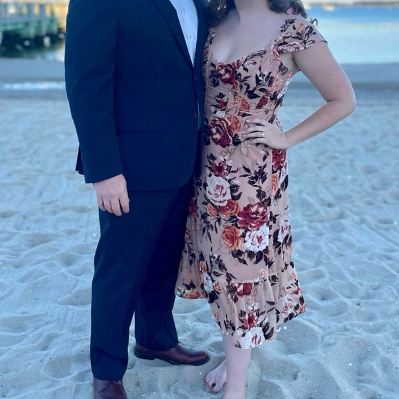 Lulu’s Composed Beauty Blush Pink Burnout Velvet Floral Midi Dress - Picture 8 of 8